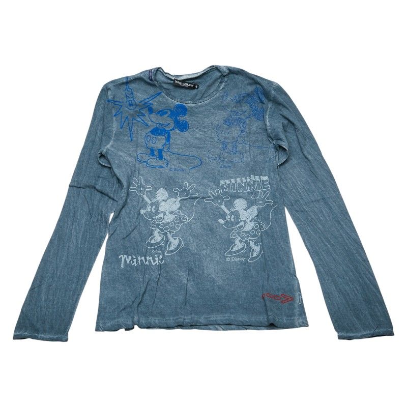 ドルチェアンドガッバーナ ミッキー オーバーダイ 長袖Tシャツ ロンT サイズ 46 グレー マルチカラー コットン メンズ DOLCE-GABBANA 1-0231150