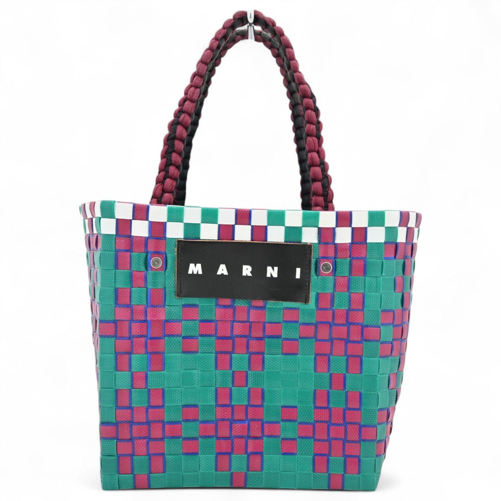 美品✨MARNIカゴバッグ マルニ かごバッグ ピクニック グリーン × ボルドー × ホワイト