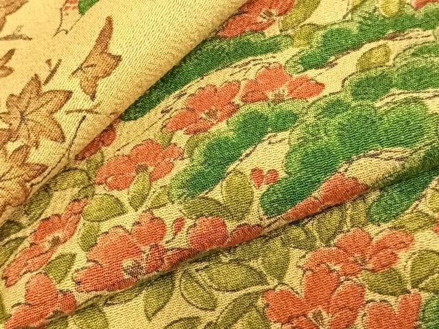 平和屋着物▽小紋　単衣　草花文　AABC0414fy 平和屋着物▽小紋 単衣 草花文 AABC0414fy