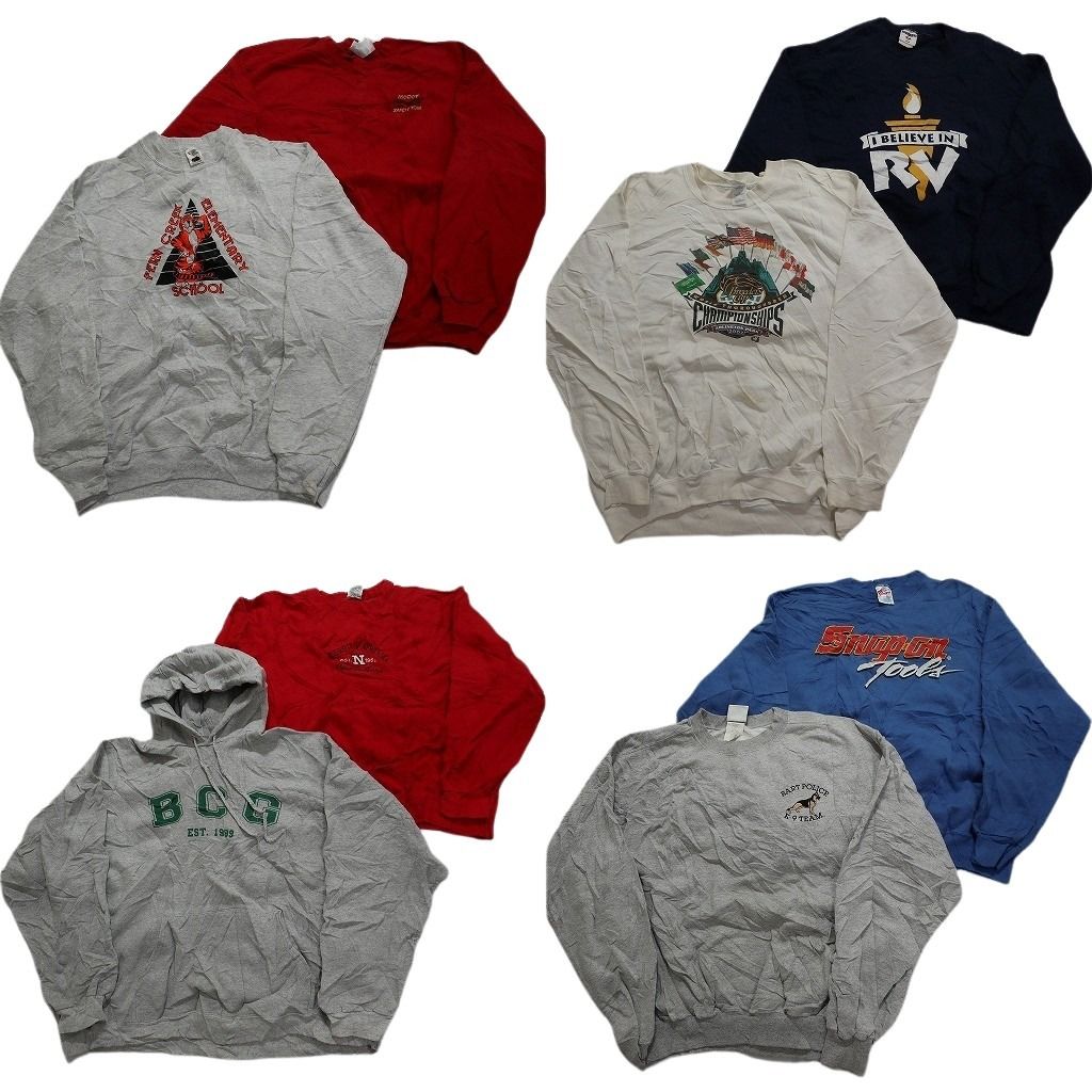 古着卸 まとめ売り オールド スウェット 8枚セット (メンズ XL ) フーディー アニマル ワンポイント カレッジ風 ヘインズ  古着 NB4812