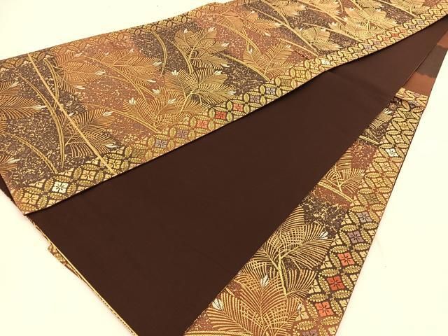 美品 切嵌 唐草花文 花菱 唐花 金糸 パステル 六通 正絹 フォーマルな袋帯 平和屋着物◎六通柄袋帯 唐織 若松葉花菱文 金糸 正絹 逸品