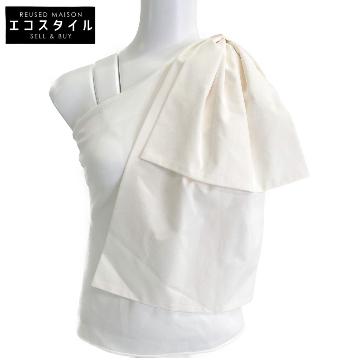 akiki アキキ ホワイト MT027 ribbon one shoulder top 3 38