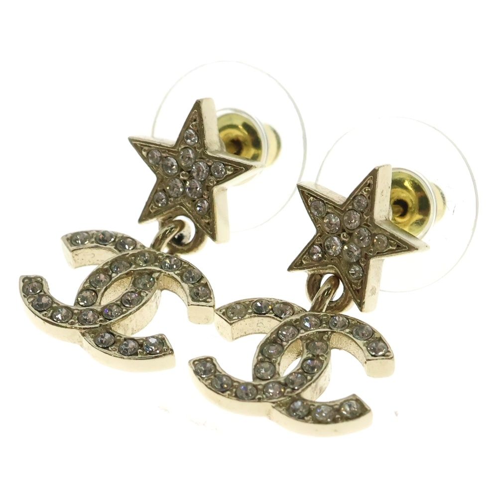 CHANEL シャネル ココマーク ラインストーンスターピアス イヤーアクセサリー ゴールド GP