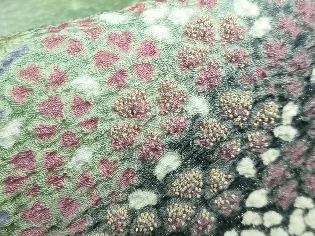 平和屋本店□極上 十日町 名門 滝泰謹製 太鼓柄袋帯 おぼろ染 襲絞り  