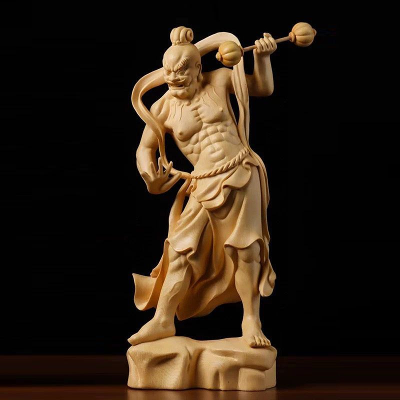 店長特選★木彫仏像 仏教美術 精密細工 金剛力士像 仏師手仕上げ品 高さ20cm 木彫仏像 仏教美術 精密細工 金剛力士像 仏師手仕上げ品 高さ