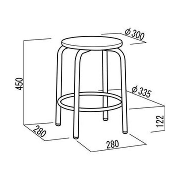 スペースのある スツール オットマン 幅33.5cm ナチュラル×ミルキーホワイト 内リング付き スタッキング スチール 日本製 1脚販売 リビング