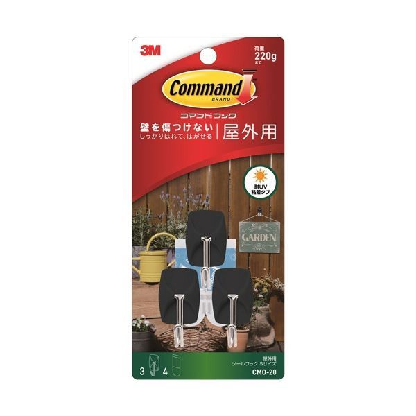 まとめ 3M コマンドフック 屋外用ツールフック S フック3個 タブ4枚 CMO-20 1パック