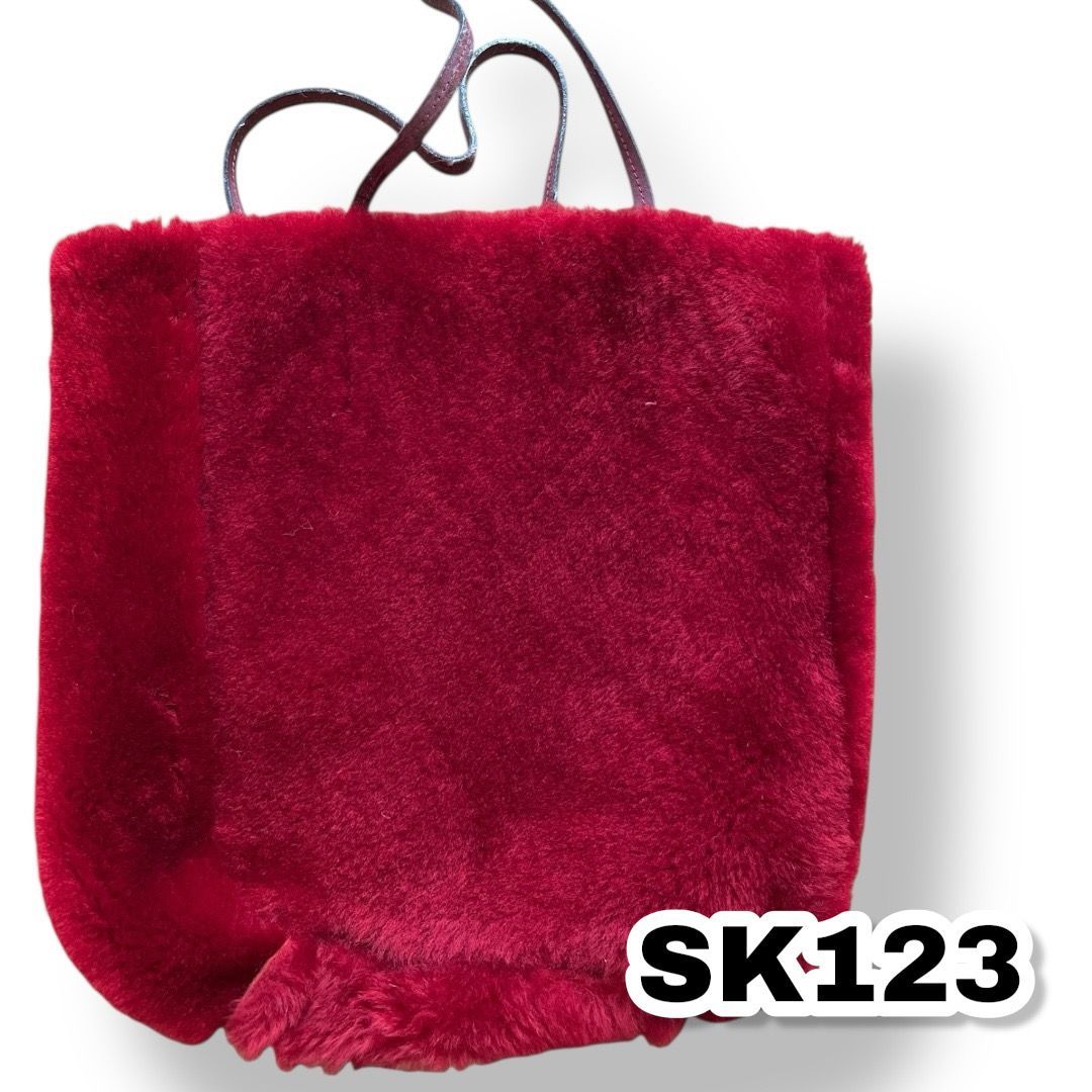 FURLA フルラ フェイクファーバッグ レッド色 レディースバッグ 管理SK123