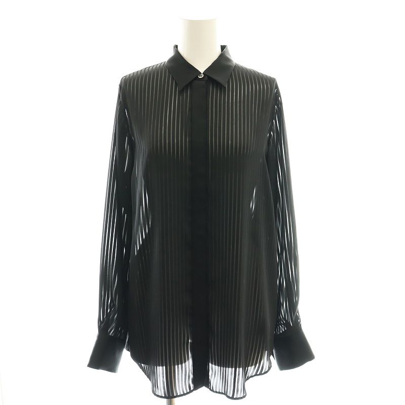 コルピエロ Col Pierrot 23AW Col Pierrot Stripe Sheer シャツ ストライプ 長袖 ブラック /HK ■OS レディース コルピエロ Col Pierrot 23AW Col Pierrot Stripe Sheer シャツ
