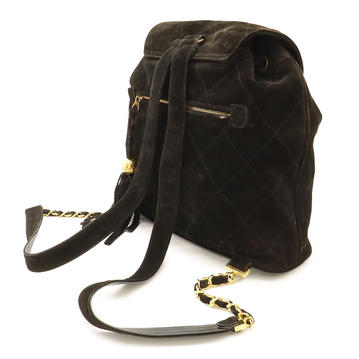 【良品】シャネル CHANEL リュック バックパック スエード ココマーク 黒 良品】シャネル CHANEL リュック バックパック スエード ココ