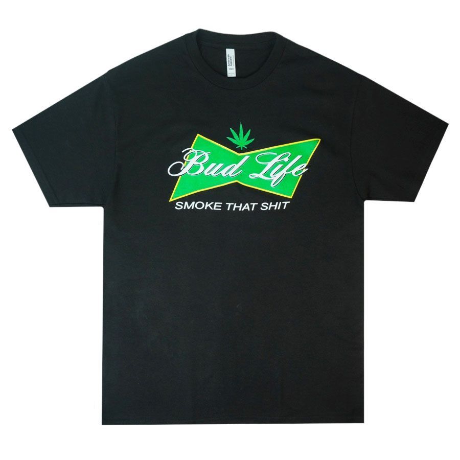 メンズ Tシャツ BUD LIFE SMOKE THAT SHIT TEEキャラクター パロディー 