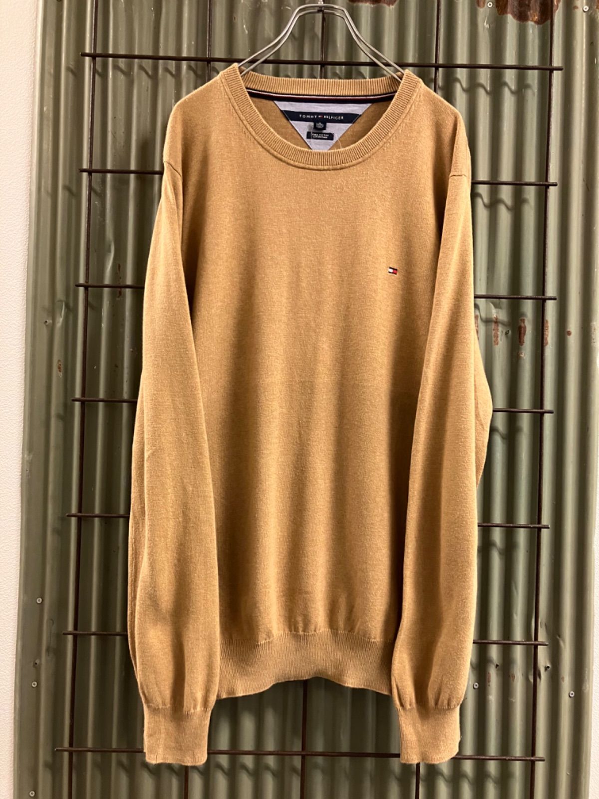 Old TOMMY HILFIGER Cotton Knit Sweater トミーヒルフィガー　コットンニット　キャメル