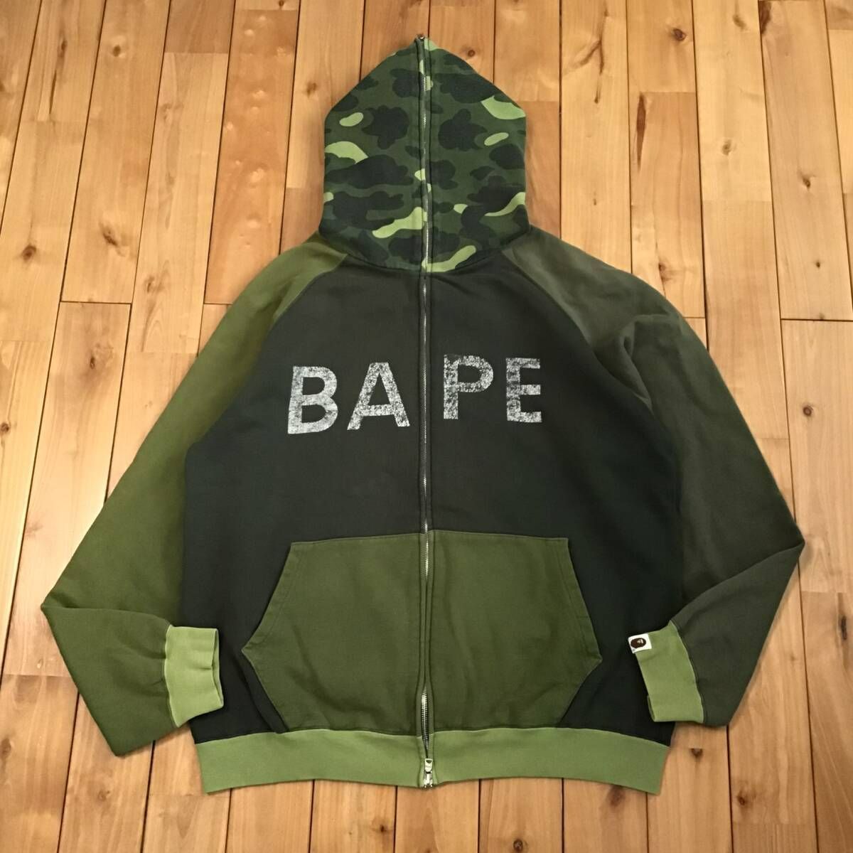 ☆初期☆ Green camo パーカー Lサイズ a bathing ape Crazy BAPE camo 