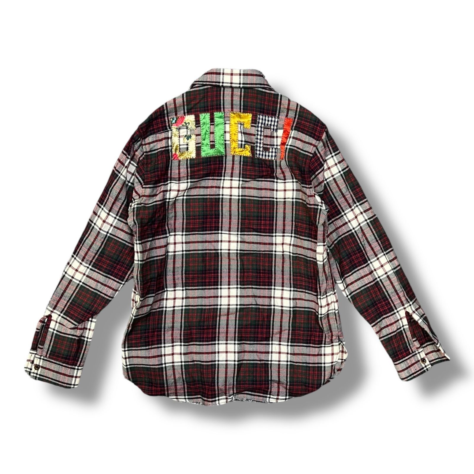 GUCCI チェック柄ネルシャツ 国内正規 GUCCI 18AW Back Embroidered Flannel Shirt バックエン