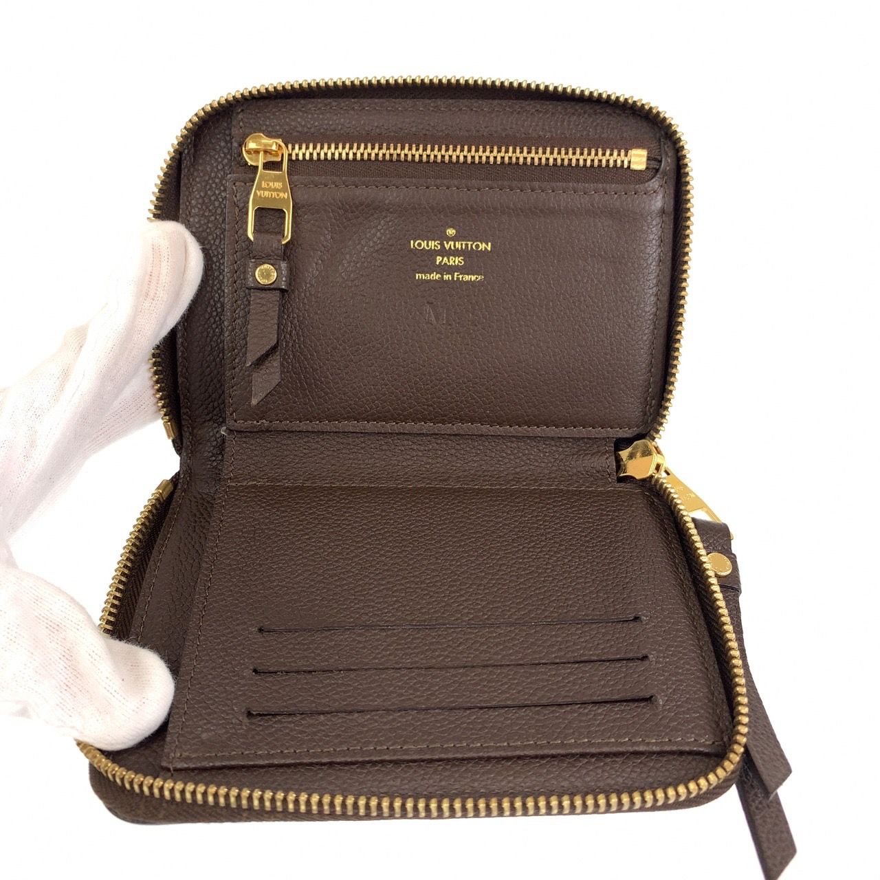 美品 LOUIS VUITTON ルイヴィトン モノグラム アンプラント ポルトフォイユ スクレット コンパクト ブラウン 茶 レザー M60386 二つ折り財布 ラウンドジップ ラウンドファスナー レディース 401998 【中古】 美品 LOUIS VUITTON ルイヴィトン モノグラム アンプラント