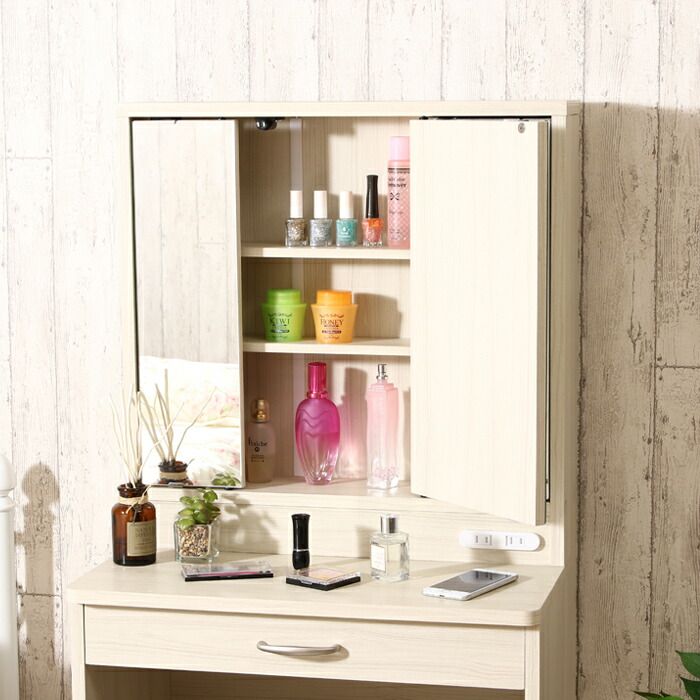 30分限定 ドレッサー 鏡台 デスク 机 化粧台 スツール付 三面鏡 メイク台 セット 3面鏡 コスメ 収納 ミラー 引き出し 幅60 椅子付 かわいい テーブル 化粧 メイク 鏡 コンセント付 木目調 北欧