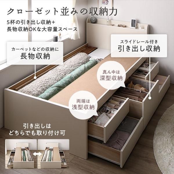 〔お客様組み立て〕 収納 ベッド 宮付き ショート丈セミシングル 日本製薄型ポケットコイルマットレス付き ホワイト 収納付き 棚付き すのこ 日本製〔代引不可〕 お客様組み立て〕 収納 ベッド 宮付き ショート丈 セミシングル ベッド