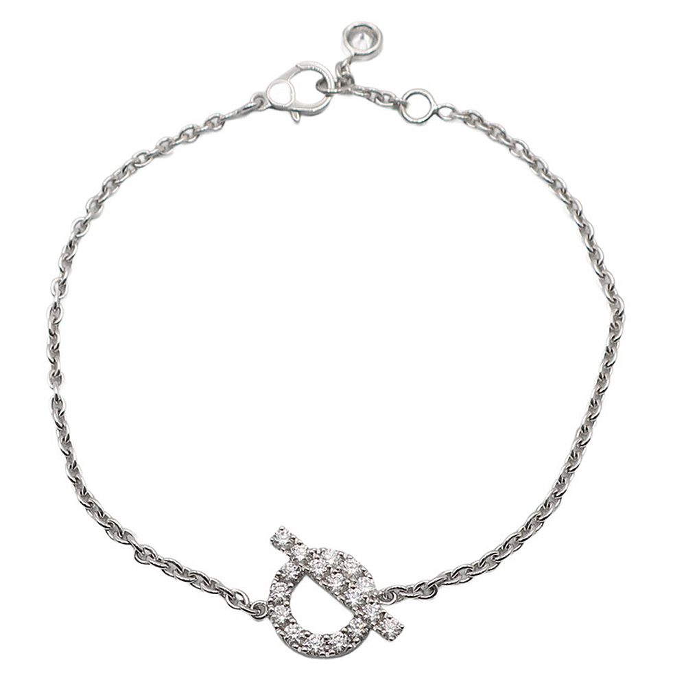 天白】HERMES エルメス フィネス ブレスレット ST K18WG 750 ホワイト