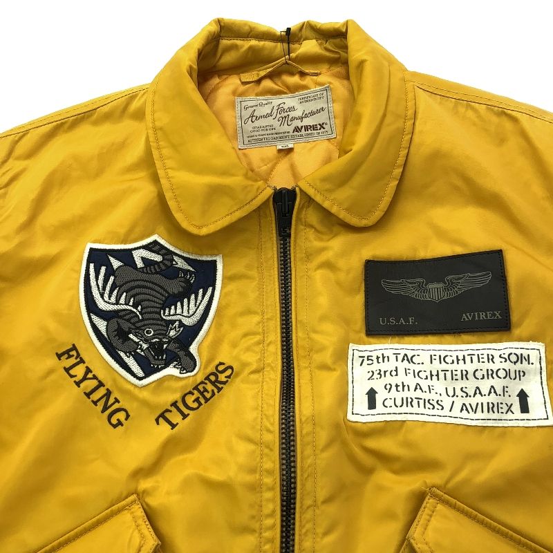中古】AVIREX TIGER SHARKS フライトジャケット 2XL イエロー