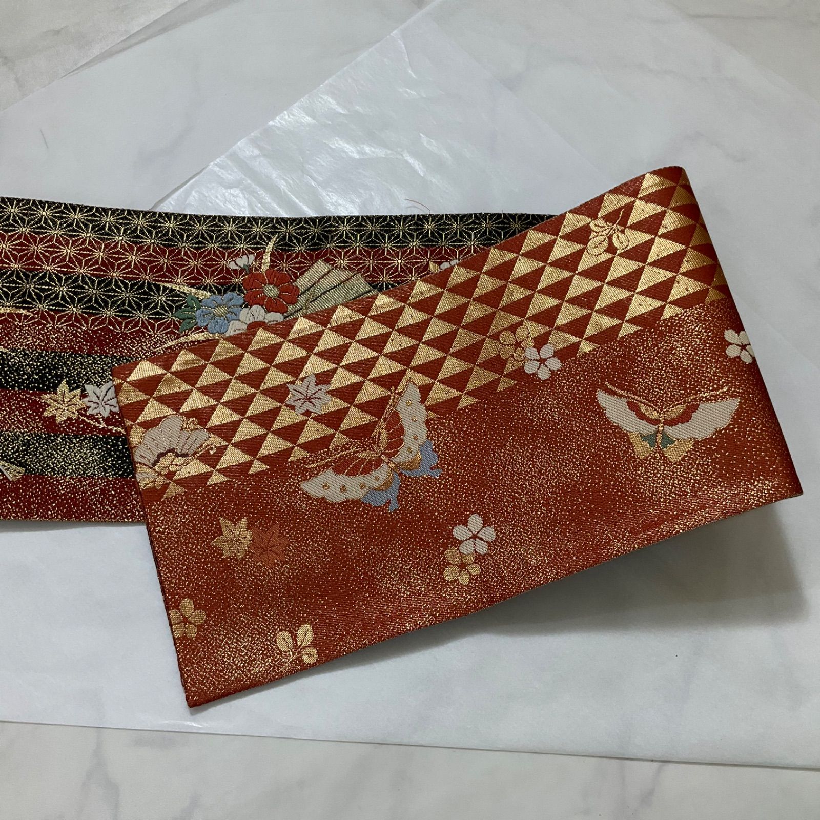 kimono+one○未使用同然○最高級西陣織唐織○正絹○素敵な半幅帯 