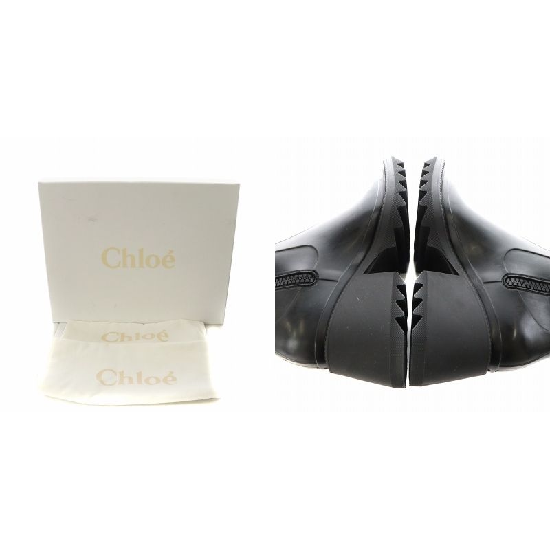 Chloe クロエ 黒 ラバー ジッパー付き 長靴 ヒール Chloe - クロエ 22AW レインブーツ レインシューズ ヒール