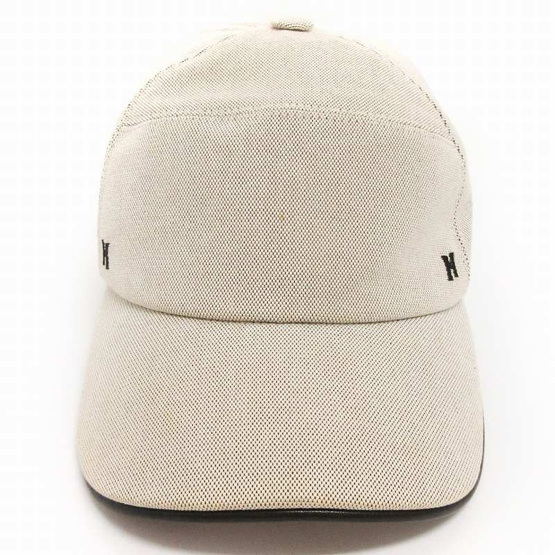 エルメス HERMES Hロゴ キャップ 帽子 コットン グレー系 57