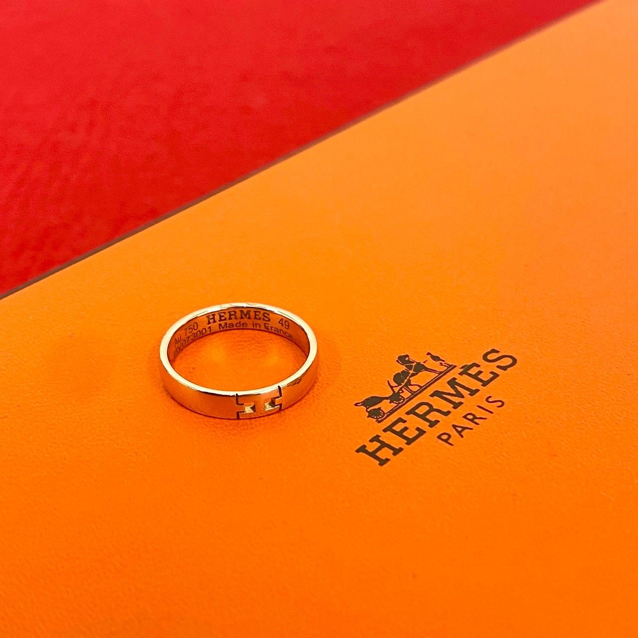 HERMES エルメス エヴァー ヘラクレス リング Hロゴ K18 指輪 9号 アクセサリー レディース ピンクゴールド 11310