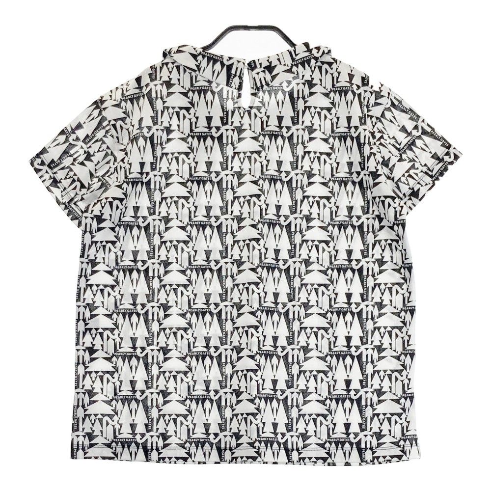 サイズ：1 PEARLY GATES パーリーゲイツ  襟付 半袖Tシャツ 総柄 ブラック系 [240101432719] ゴルフウェア レディース ストスト サイズ：1 PEARLY GATES パーリーゲイツ 襟付 半袖Tシャツ 総柄