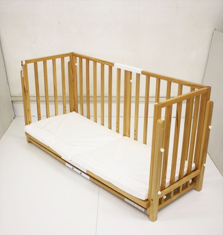 yamatoya そいねーる3 マットレス付 ナチュラル 寝台130×45 ベッド 布団両対応 新生児～ クリーニング済み C388003t STEELWINDOWSANDDOORS_COM