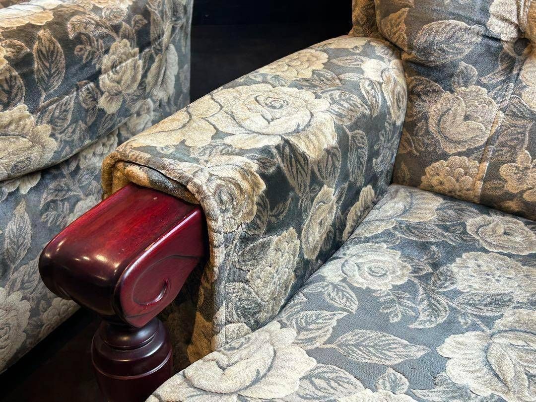 右側　金華山織　ベロア生地　ヴィンテージ　ソファ　アンティーク　レトロ　IZ 右側 金華山織 ベロア生地 ヴィンテージ ソファ アンティーク レトロ