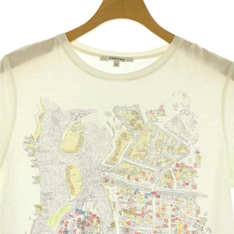 カルヴェン CARVEN プリントTシャツ カットソー 半袖 S ホワイト