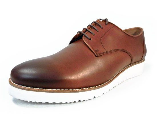 PARASHOE 本革 プレーントゥ ビジネスカジュアルシューズ 厚底白