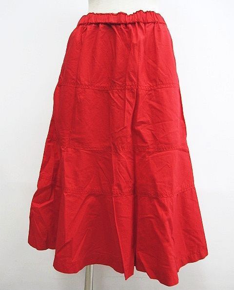 Comme des Garcons コムデギャルソン フ スカート コットン100％ 赤 レッド 無地 ウエストゴム S13S002 原産国ハンガリー L003-0510-8