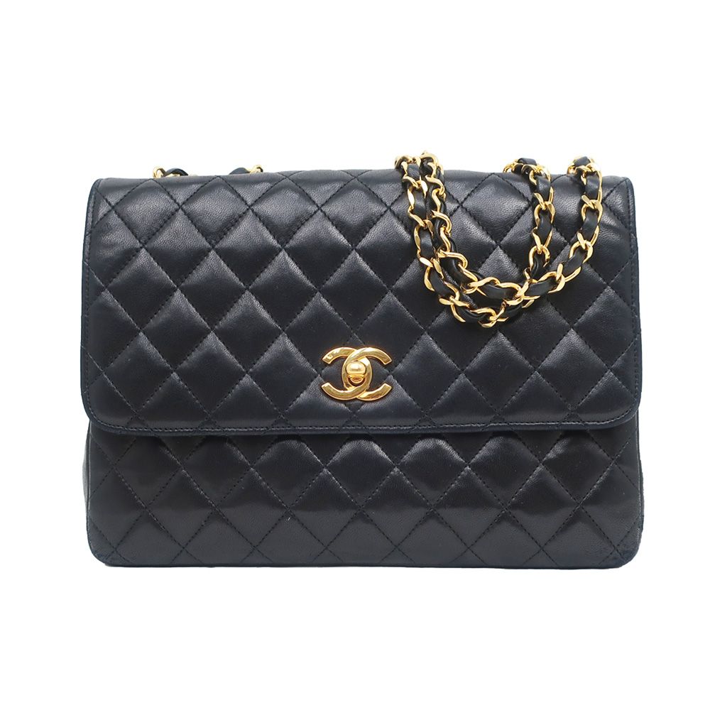 CHANELシャネルラムスキンショルダーバッグ 黒 ブラック ヴィンテージ CHANEL(シャネル) マトラッセ ラムスキンチェーンショルダー