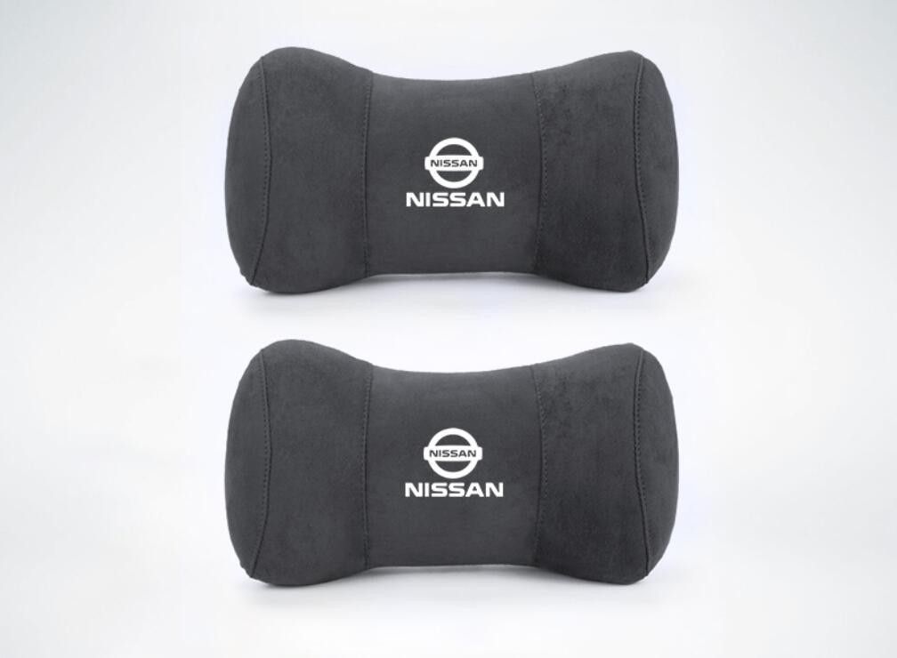 日産 ニッサンロゴ入りき 車用記憶 通気性弾性 ネックパッド スエード素材 ネックパッド 汎用 車載首枕 ヘッドレスト 首用クッション