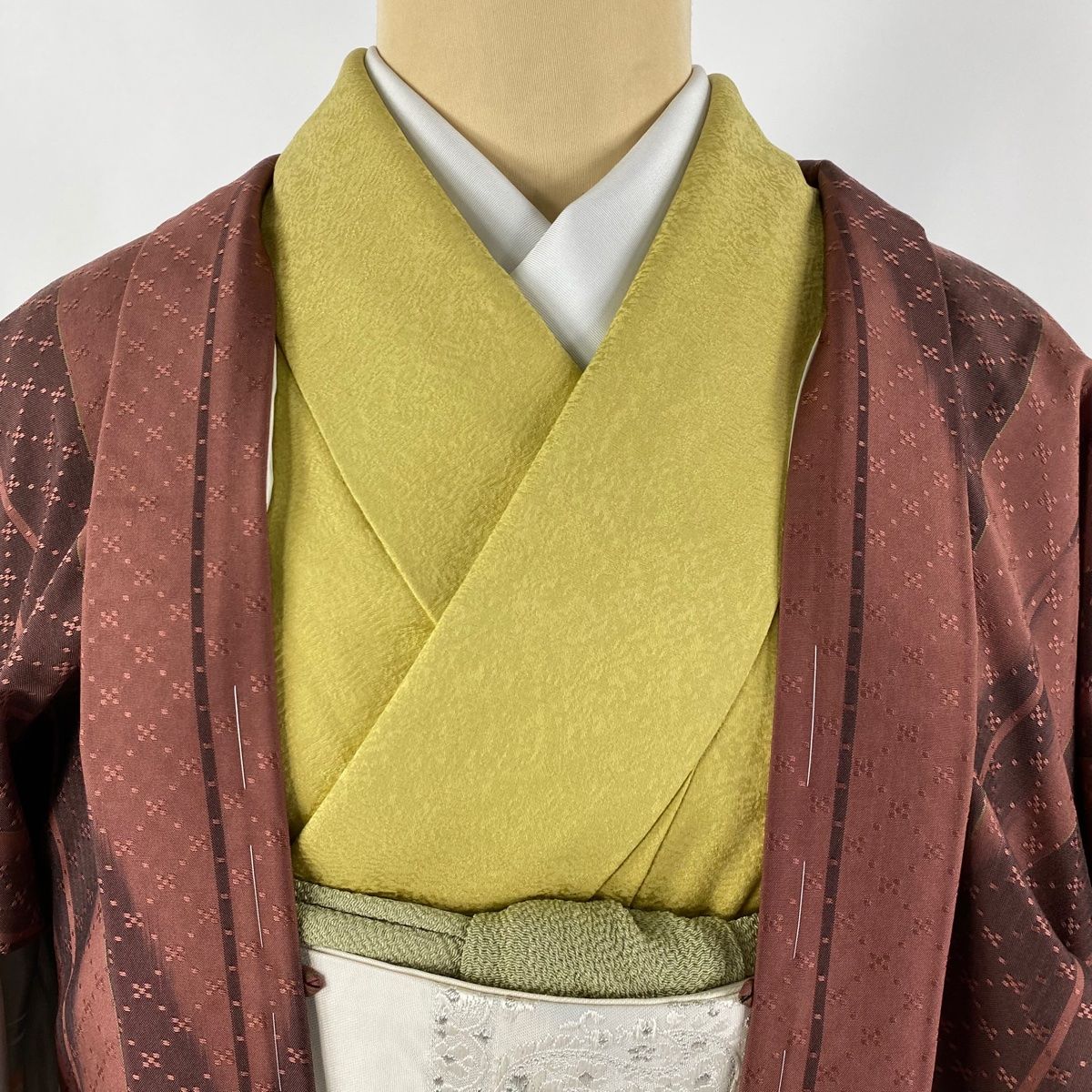 道中着 身丈122.5cm 裄丈68cm L 和装コート リバーシブル 地紋 縦  