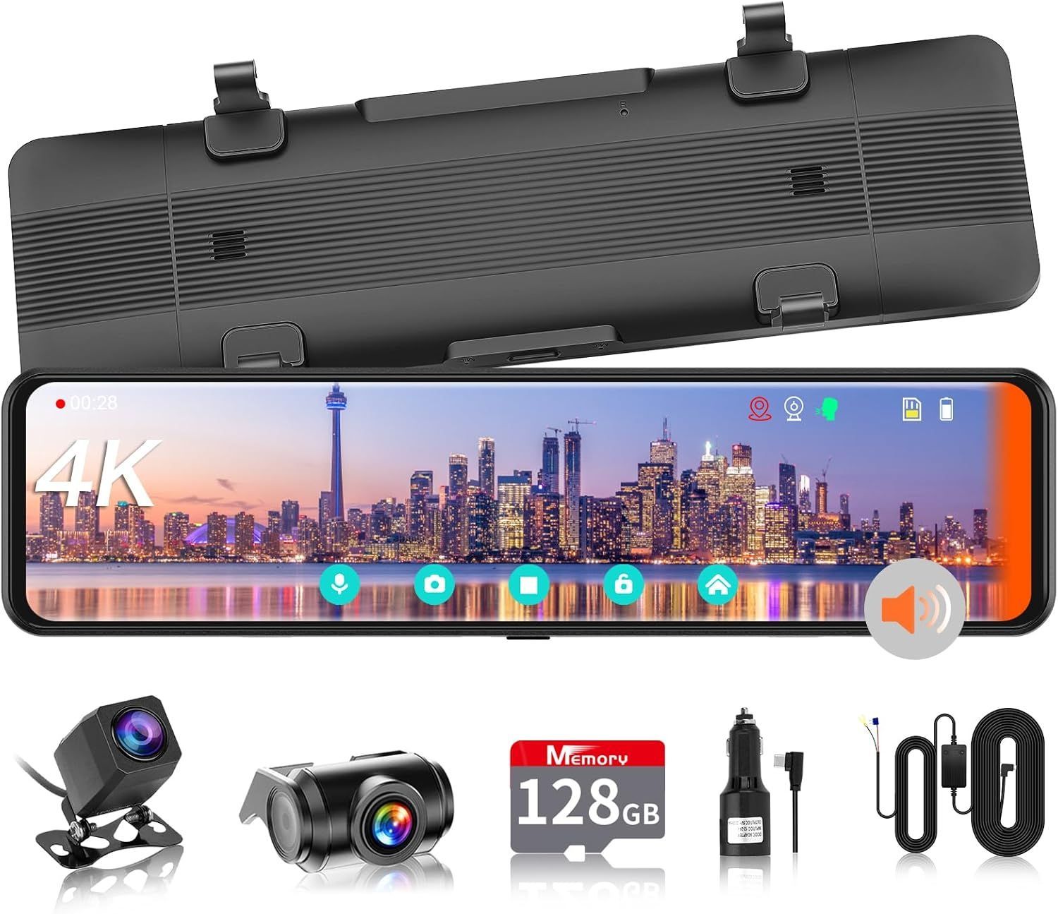 ドライブレコーダー ミラー型 IMX415センサー 800万画素 音声制御 ドライブレコーダー ミラー型 分離 IMX415センサー 800万画素