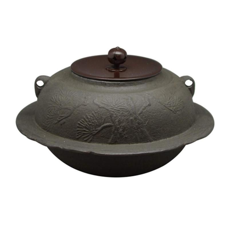 伊藤庄鋳造 Itousyouchuzou 茶釜 茶色 サイズ-直径23.8x高さ14.8cm 置炉釜 老松紋