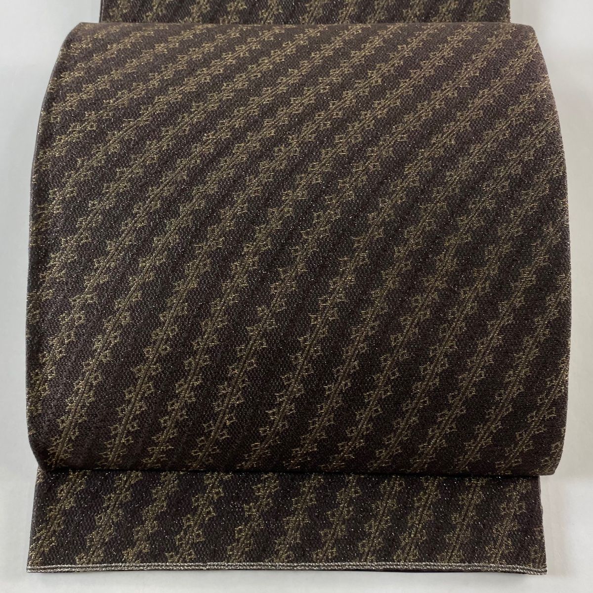 袋帯 美品 秀品 幾何学 箔 茶紫 全通 正絹 【中古】 - メルカリ 