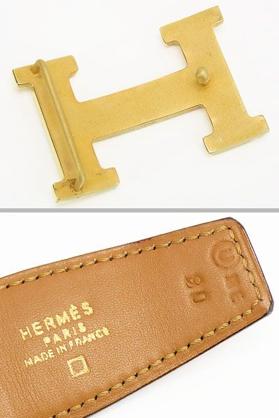 【レア美品】エルメス　HERMES　ヴィンテージ　コンスタンス　アリゲーター クロコダイル　Hベルト　リバーシブル　32MM 90　ブラウン 赤茶 ゴールド金具　〇U