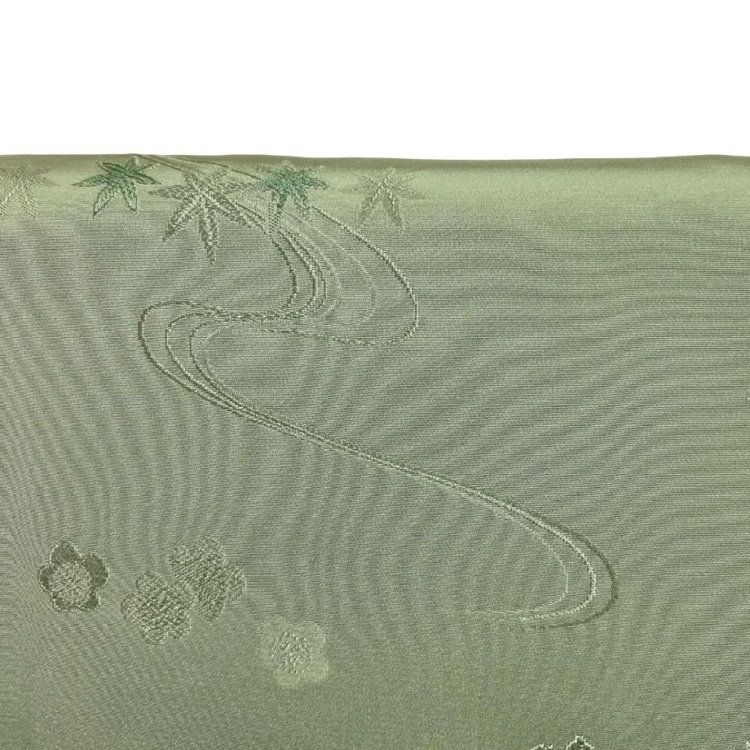 未着用 色無地 グリーン 流水 菊 楓 梅 地紋 着物 035a d 大島紬 身丈161.5