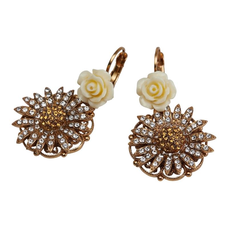 ドルチェアンドガッバーナ 花 フラワー モチーフ ゴールド メッキ ラインストーン レディース DOLCE-GABBANA 1-0234944