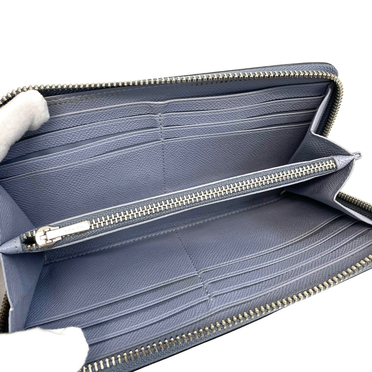 COACH コーチ 長財布ラウンドジップ ブルー系 57713 メルカリ