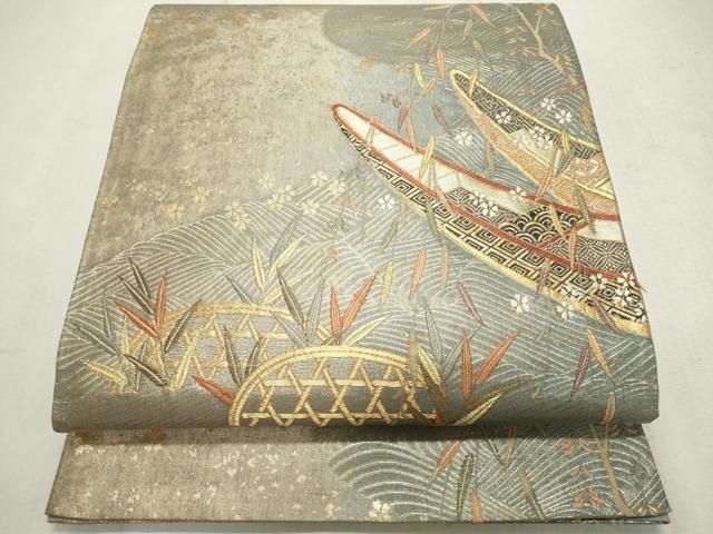 平和屋着物○六通柄袋帯 松葉丸文 金銀糸 正絹 逸品 DAAI7838fe