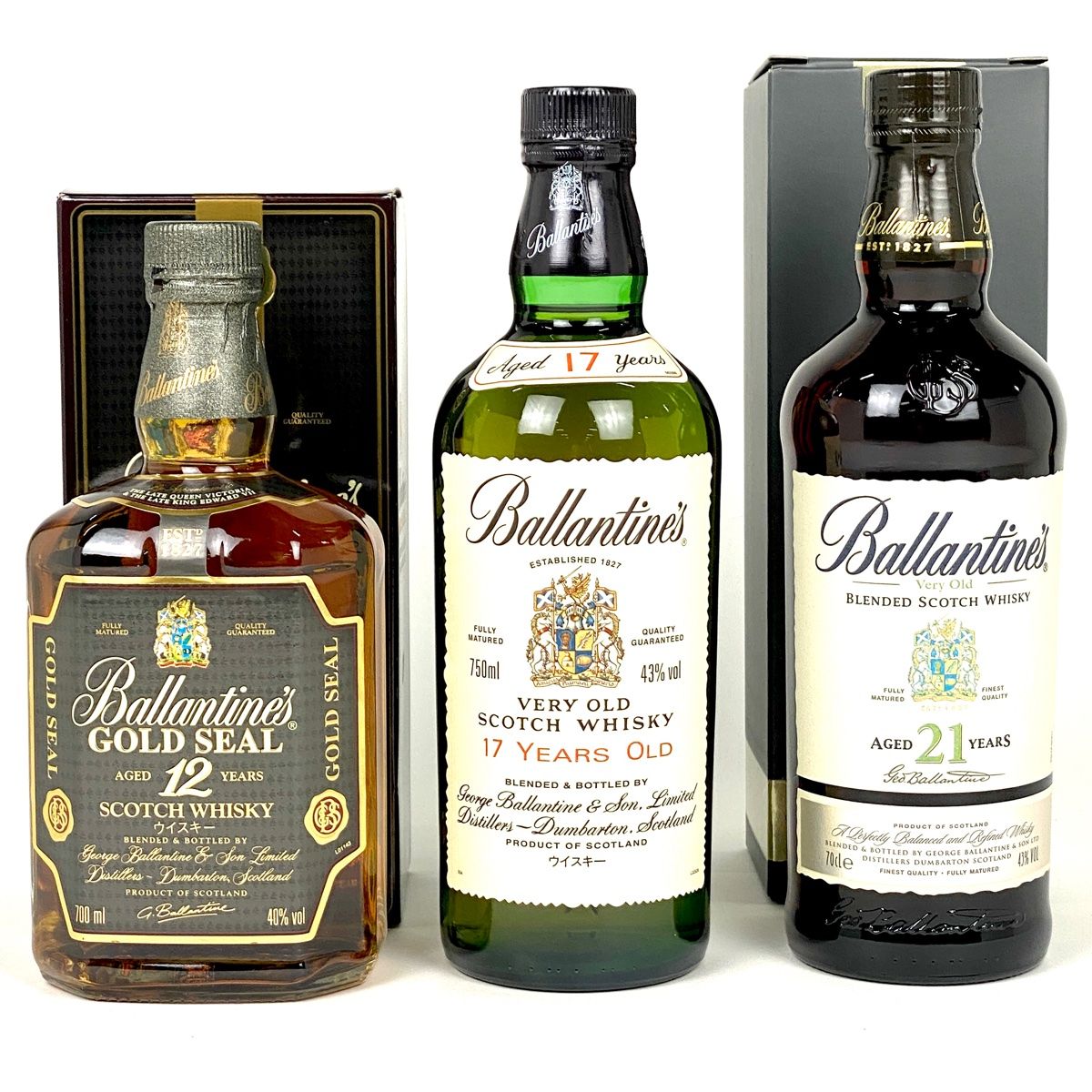 3本 バランタイン Ballantines 12年 ゴールドシール 17年 21年 ベリー