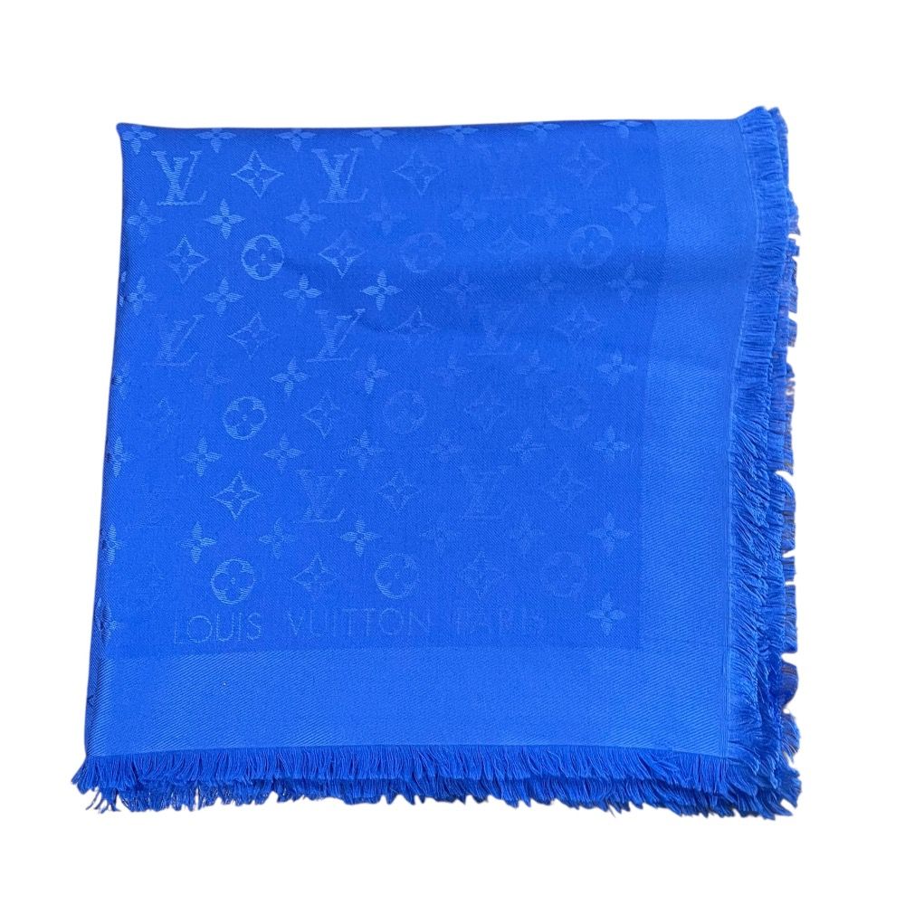 LOUIS VUITTON(ルイヴィトン) 08AW LVロゴ カシミヤ ストール ブルー  