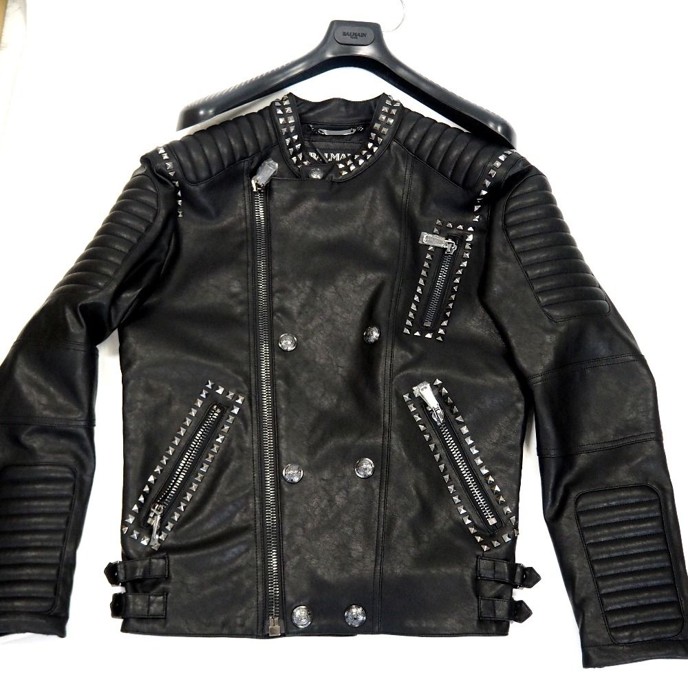BALMAIN スタッズ ライダース ジャケット メンズ 8011 / 48