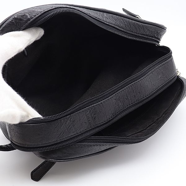 良品 オーストリッチ ブラック シルバー金具 メンズ/レディース