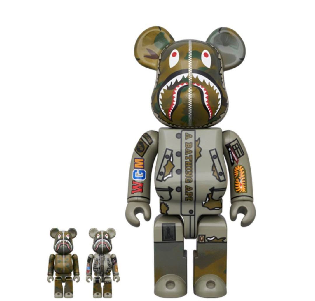 BE@RBRICK BAPE(R) × ALPHA CAMO SHARK 2023 100％ & 400％