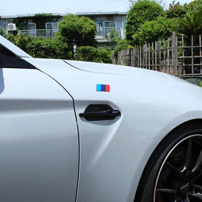 エンブレム Mカラー BMW などに最適 アルミ製 リア サイド